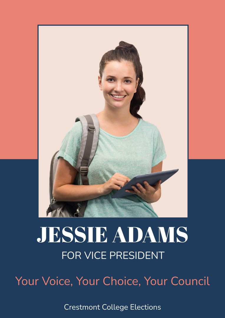 Election Campaign Poster for Vice President with Smiling Student - Download Free Stock Templates Pikwizard.com