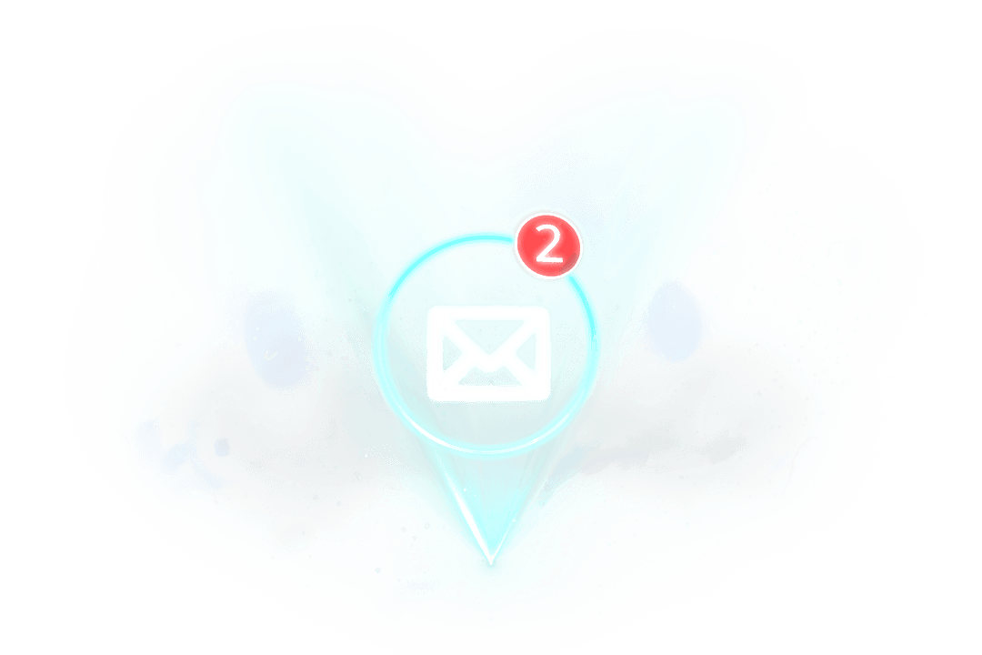 Two New Messages Email Icon on Transparent Background