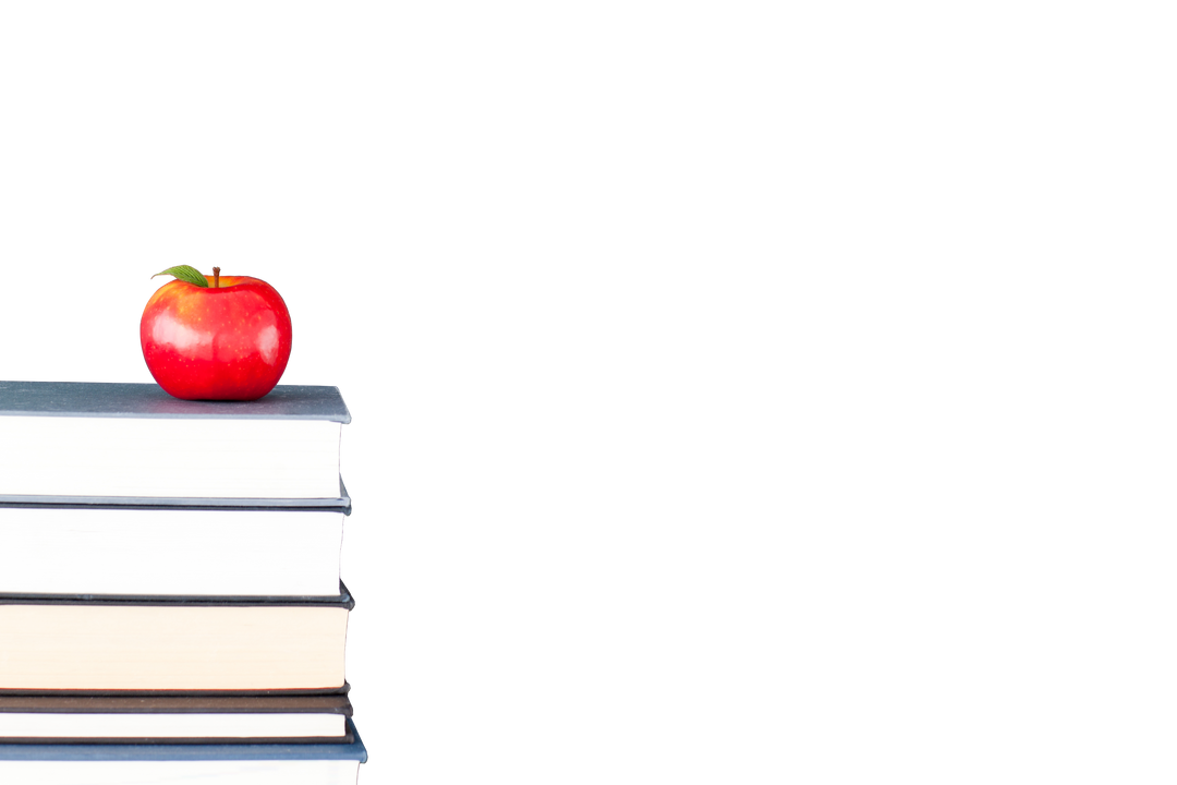 Transparent Stack of Books with Red Apple on Top Isolated with Copy Space - Download Free Stock Images Pikwizard.com