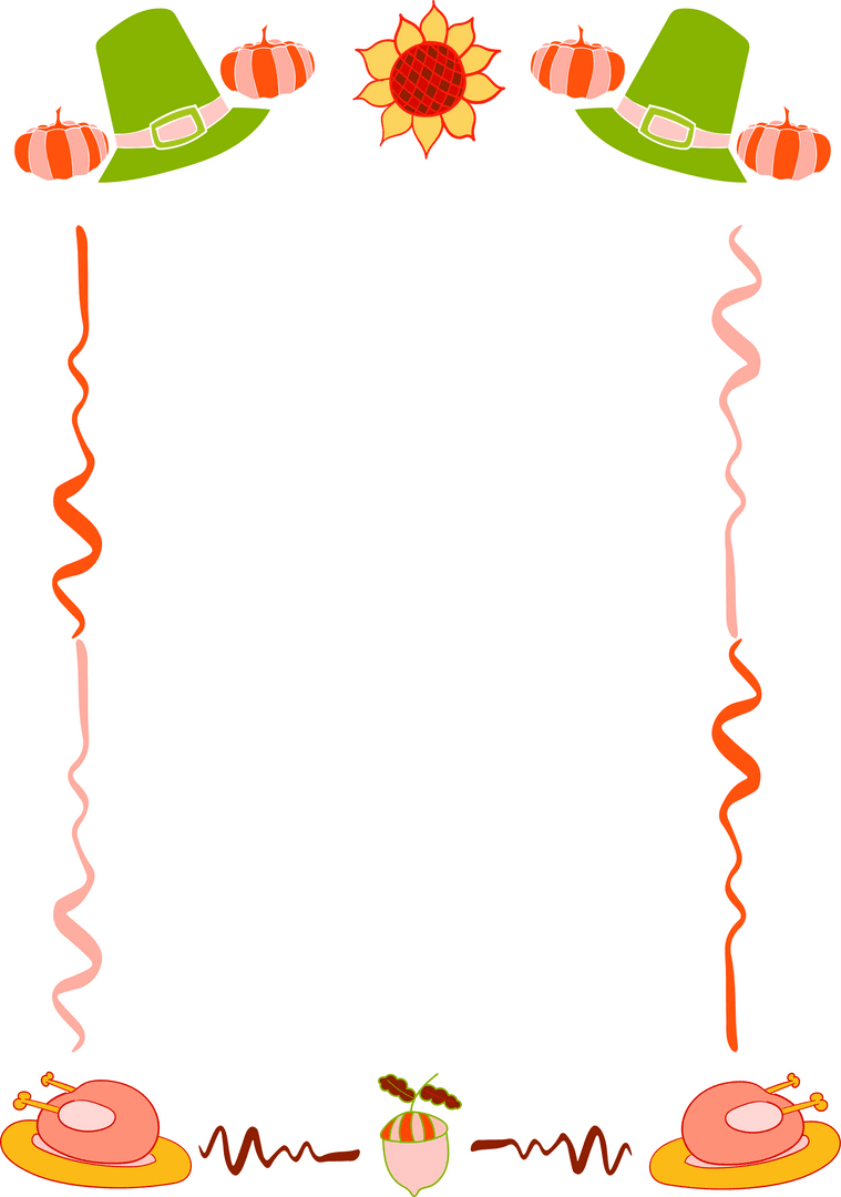 Thanksgiving Themed Transparent Frame with Hats and Pumpkins