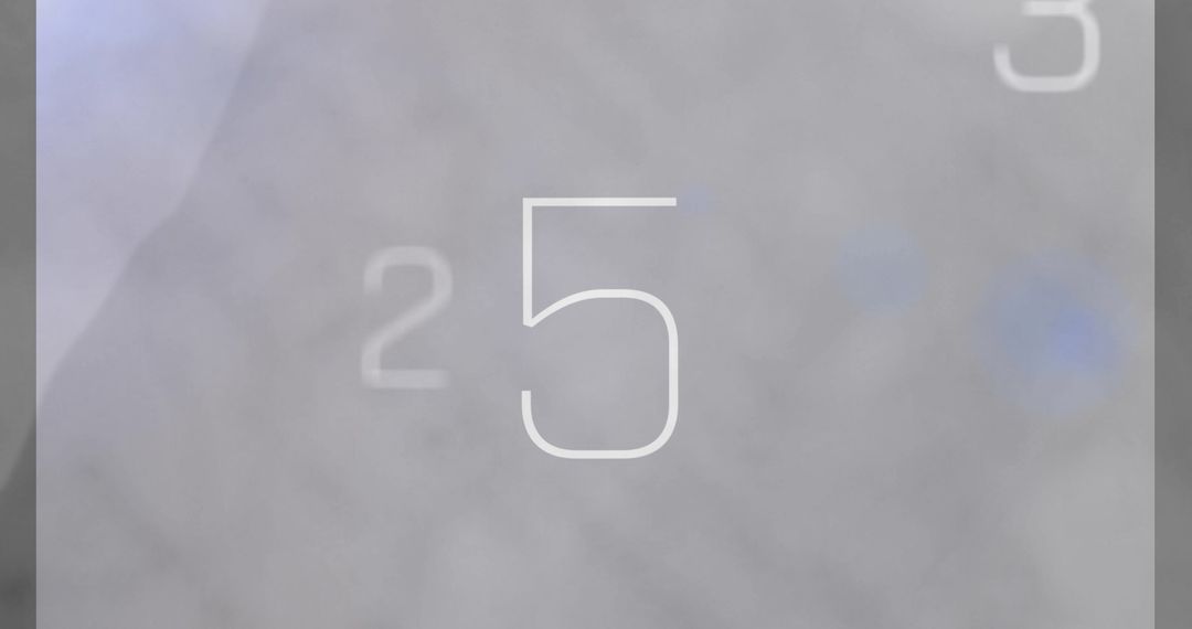 Number Countdown from 15 to 0 on Subdued Gray Background