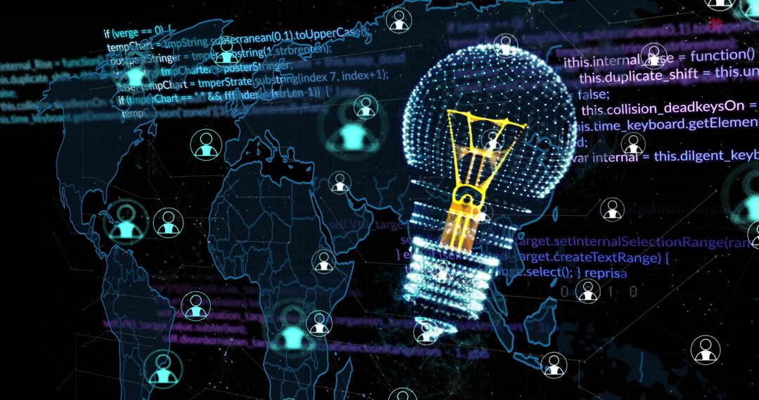 Global Innovation Concept with Digital Lightbulb and Coding