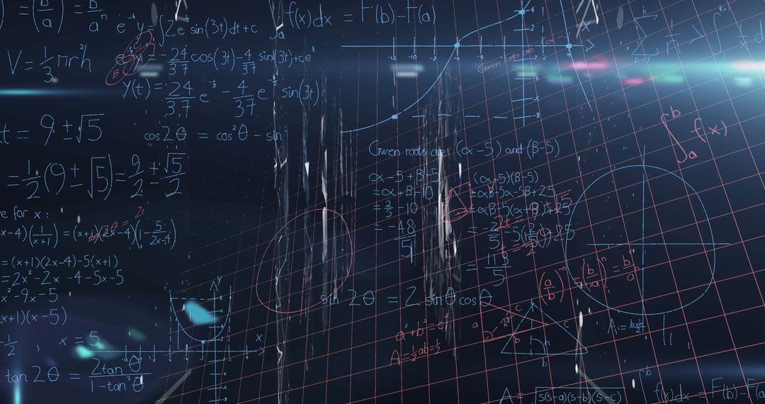 Complex Mathematical Equations on Digital Interface Background