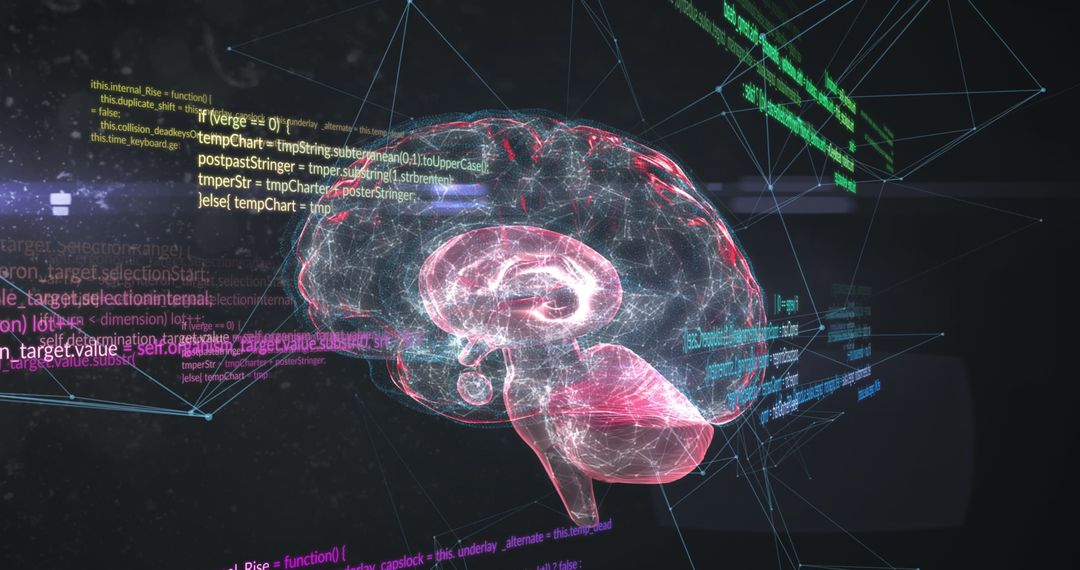Digital Brain with Data Processing Visualized in Cyber Aesthetic - Free Images, Stock Photos and Pictures on Pikwizard.com