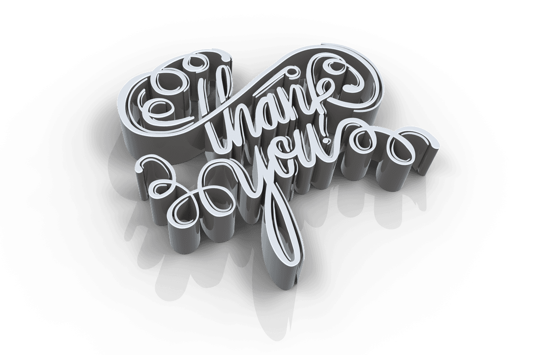 Stylish 3D Transparent Thank You Text Calligraphy Art
