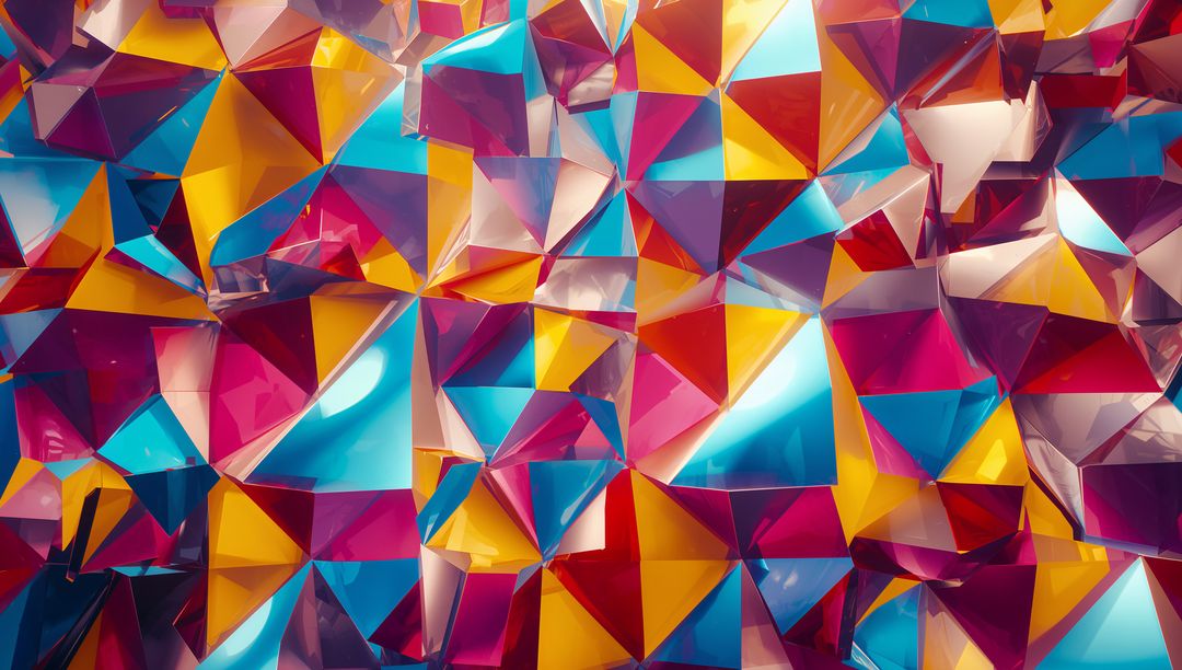 Vibrant Geometric Art with Colorful Triangular Facets