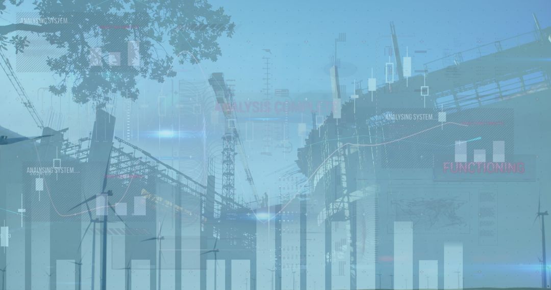 Futuristic Financial Data Overlay Schema Village Planning