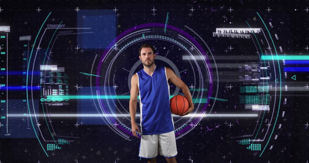 Basketball Player with Futuristic Data Interface Design - Free Images, Stock Photos and Pictures on Pikwizard.com