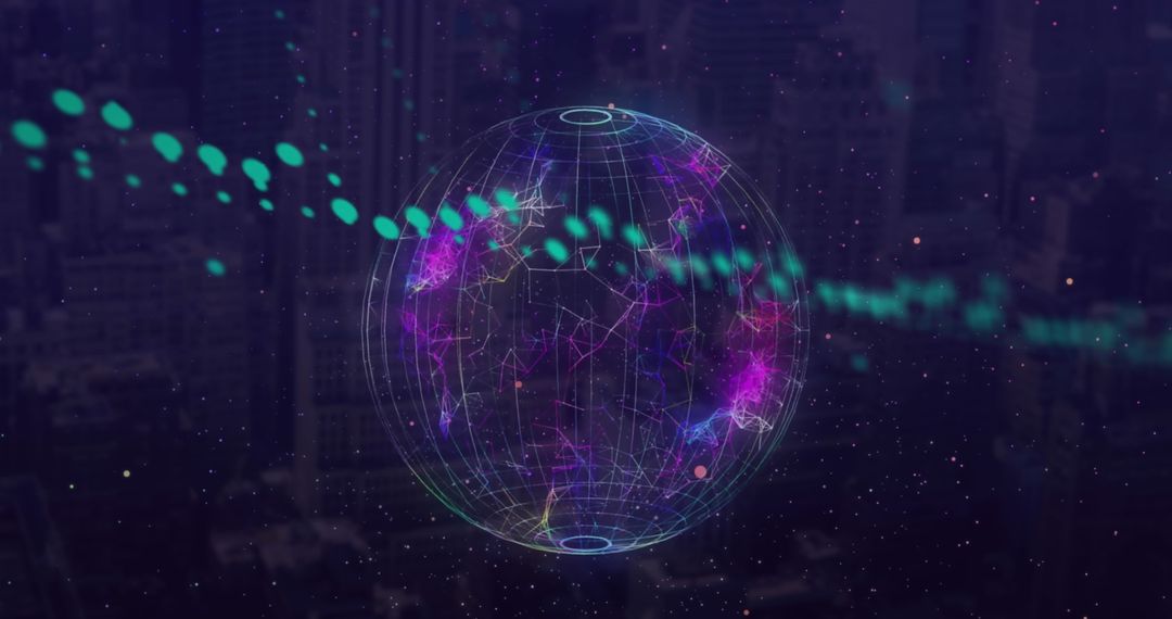 Holographic Globe with Data Stream Imagery
