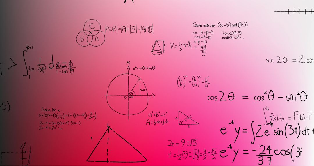 Mathematical Formulae on Vibrant Pink Background for Learning Concept