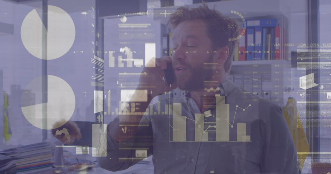 Businessman Analyzing Digital Financial Data with Smartphone