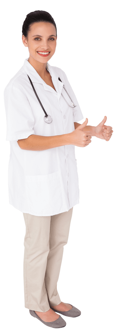 Transparent Background Smiling Nurse Giving Thumbs Up Gesture