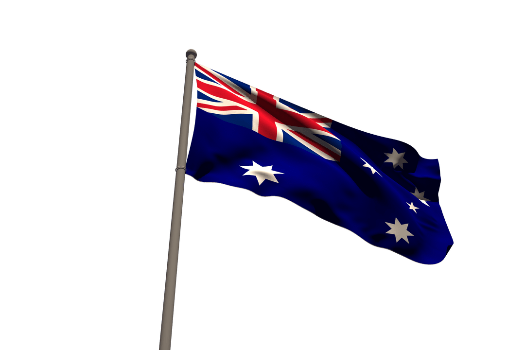Australian Flag on Transparent Background Symbolizing National Identity