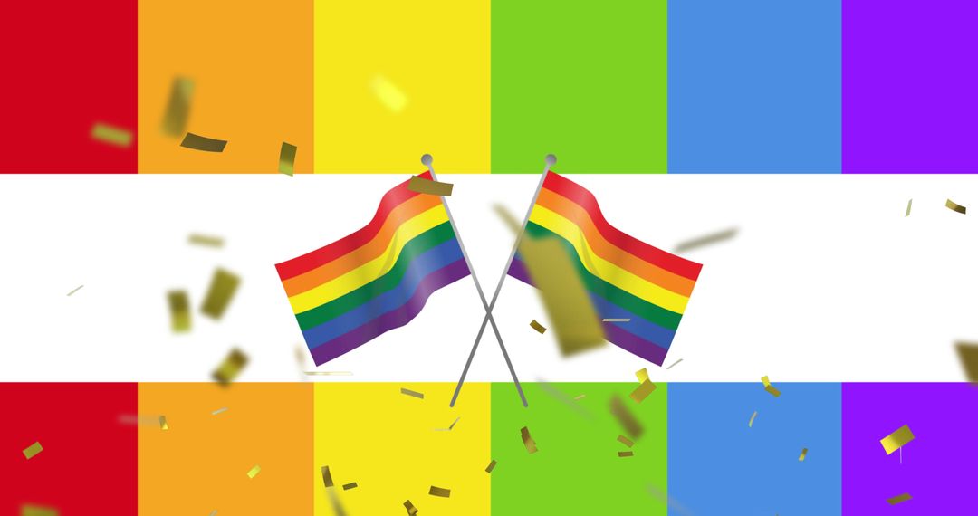Celebratory Confetti with LGBTQ Pride Flags and Colors