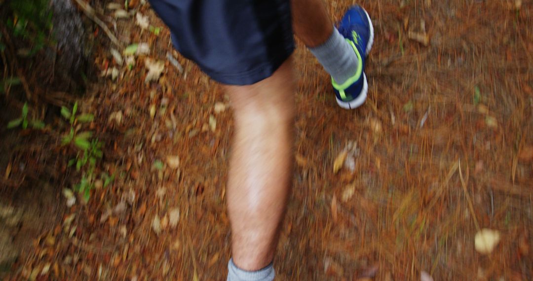 Man Running on Forest Trail with Fallen Leaves - Free Images, Stock Photos and Pictures on Pikwizard.com