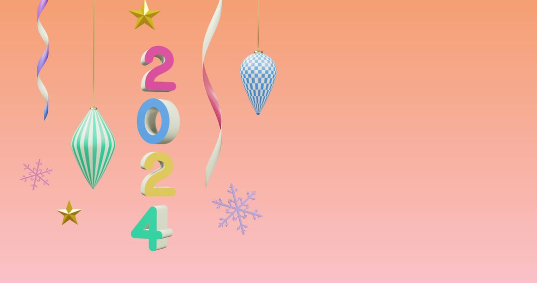 Festive 2024 Numerical Decor on Peach Background