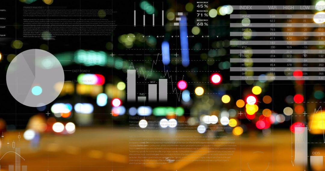 Digital Analytics Data Overlay City Nightscape