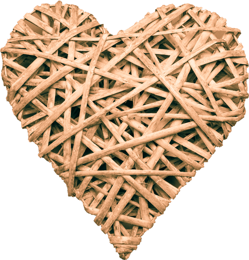 Transparent Woven Bamboo Heart Symbol for Romance and Crafts