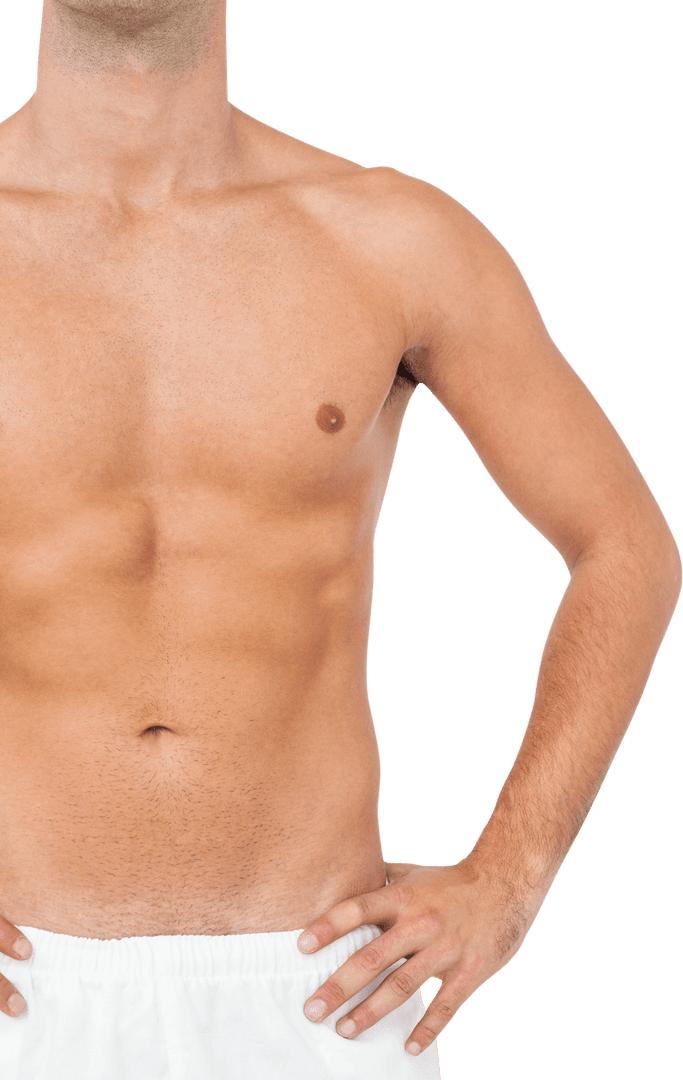 Transparent Shirtless Male Torso with Hands on Hips