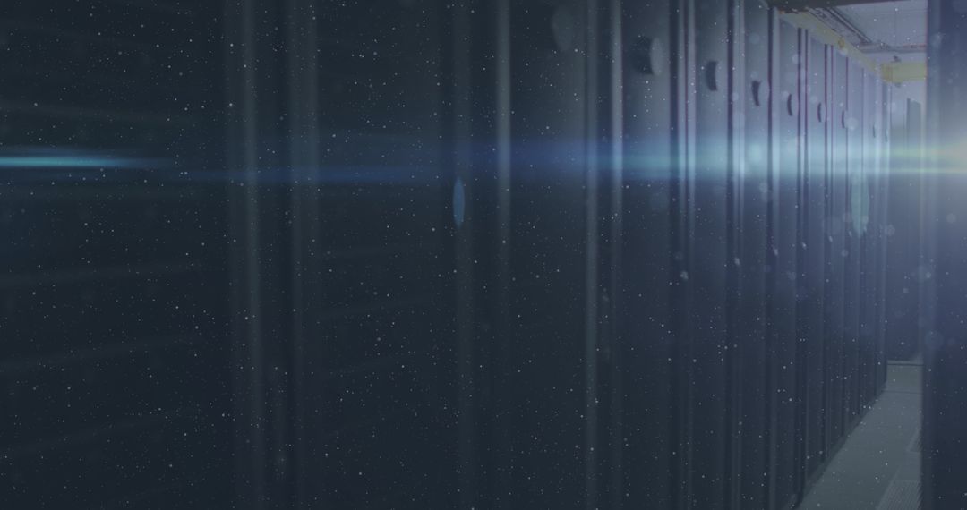 Dramatic Light Casting Through Server Room in Data Center
