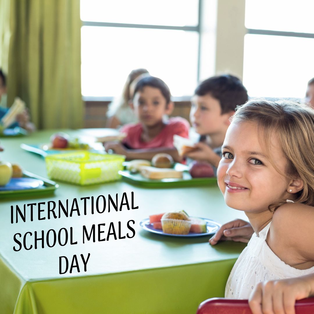 Happy Children Celebrating International School Meals Day - Download Free Stock Templates Pikwizard.com