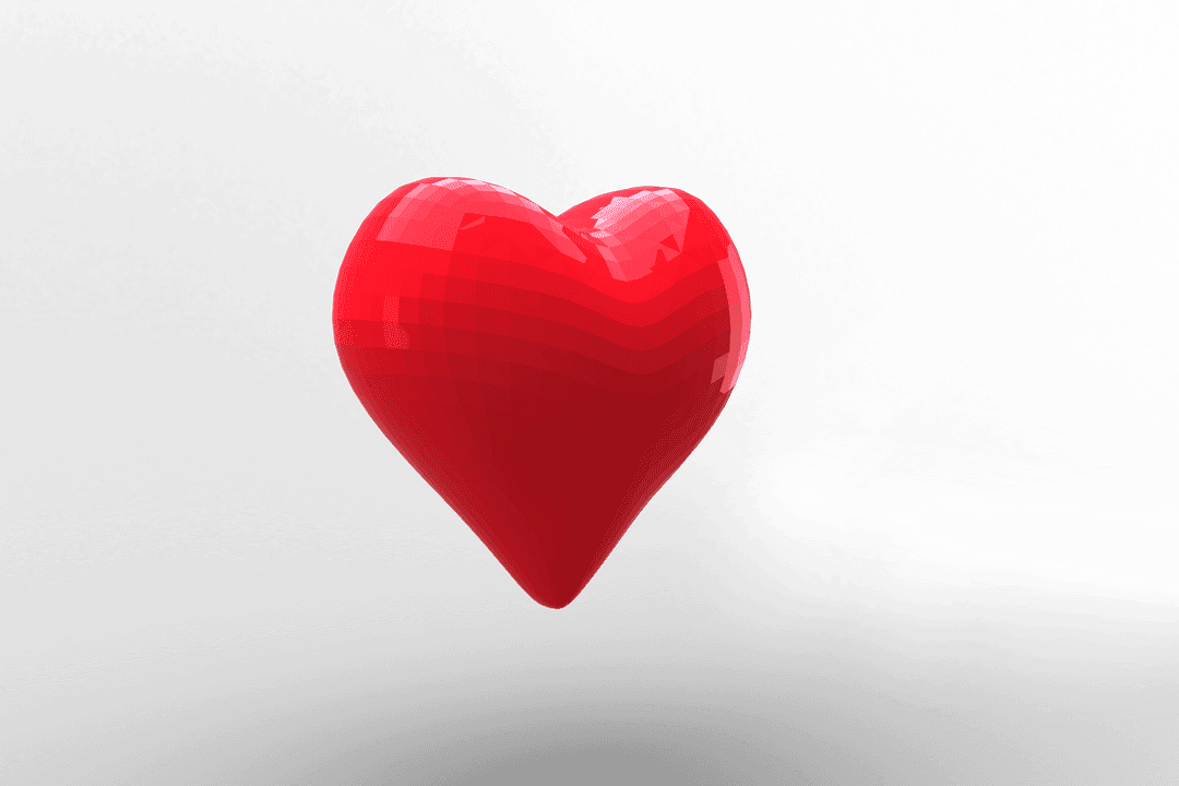 Glossy Red Heart Icon on Transparent Background for Romantic Designs