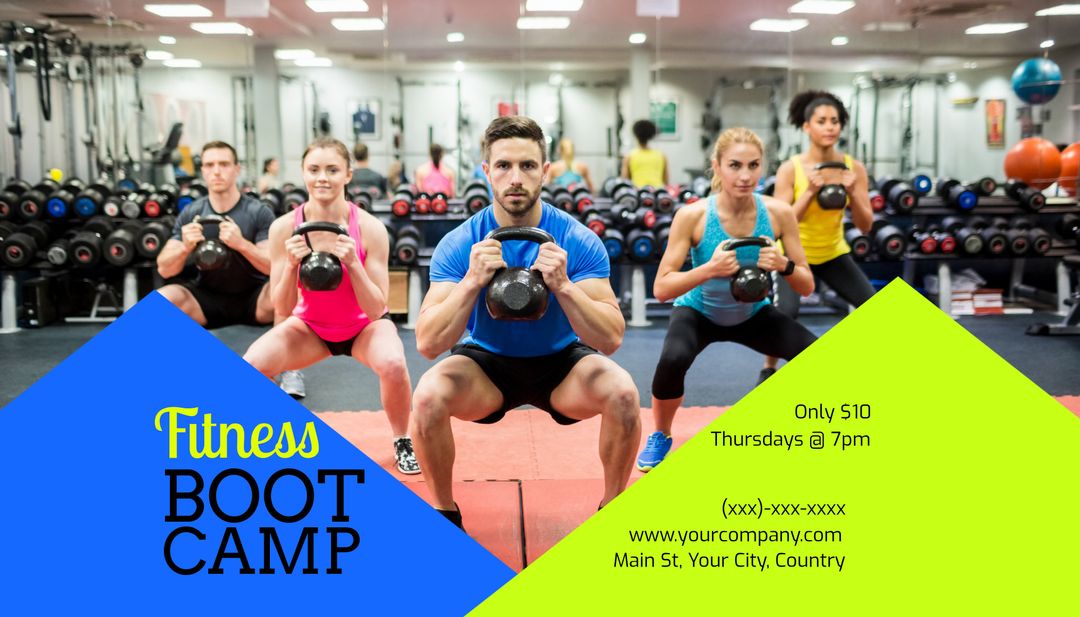 Energetic Group Kettlebell Workout in Modern Fitness Center