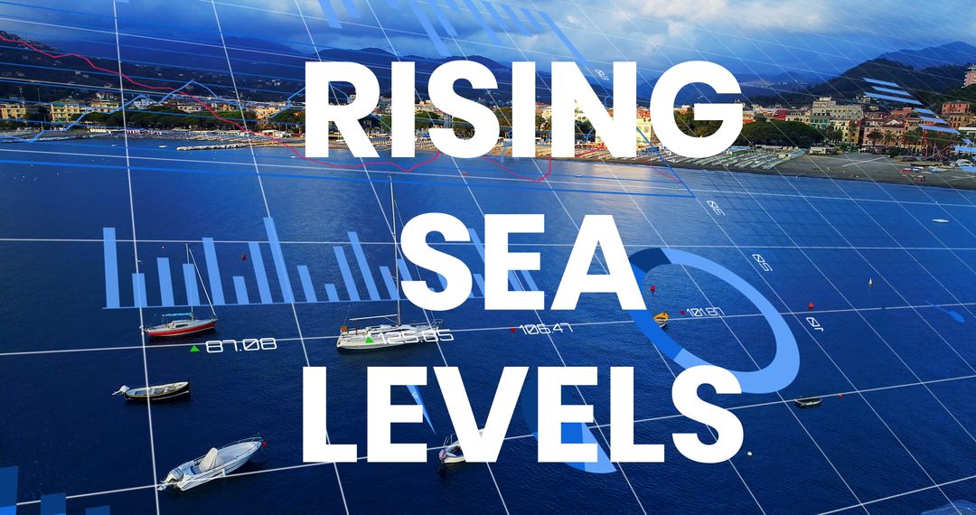 Rising Sea Levels with Financial Graph Overlay Seascape