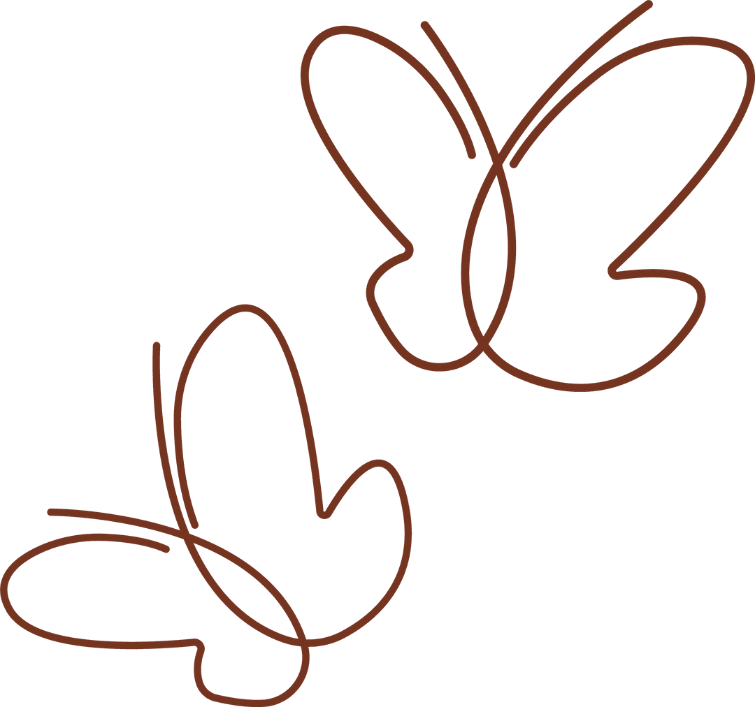 Minimalist Line Art Butterflies on Transparent Background