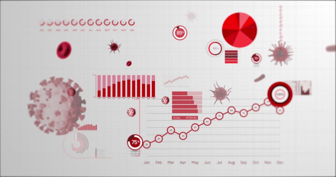 Coronavirus Data Visualization with Graphs and Statistics on White Background