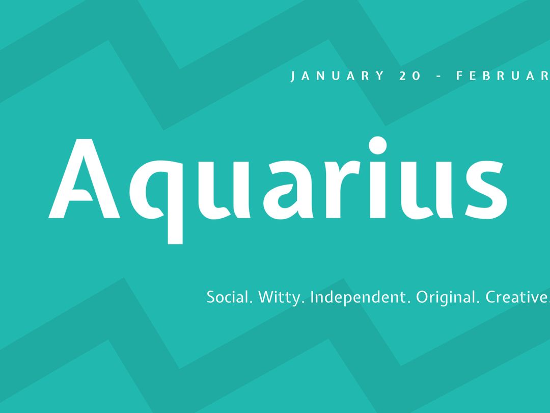 Highlighting the Aquarius zodiac sign the template features bold