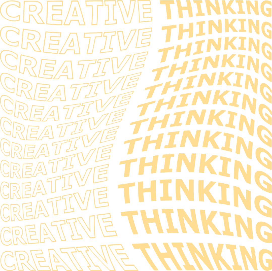 Warped Typographic Creativity and Thinking Transparent Abstract Design