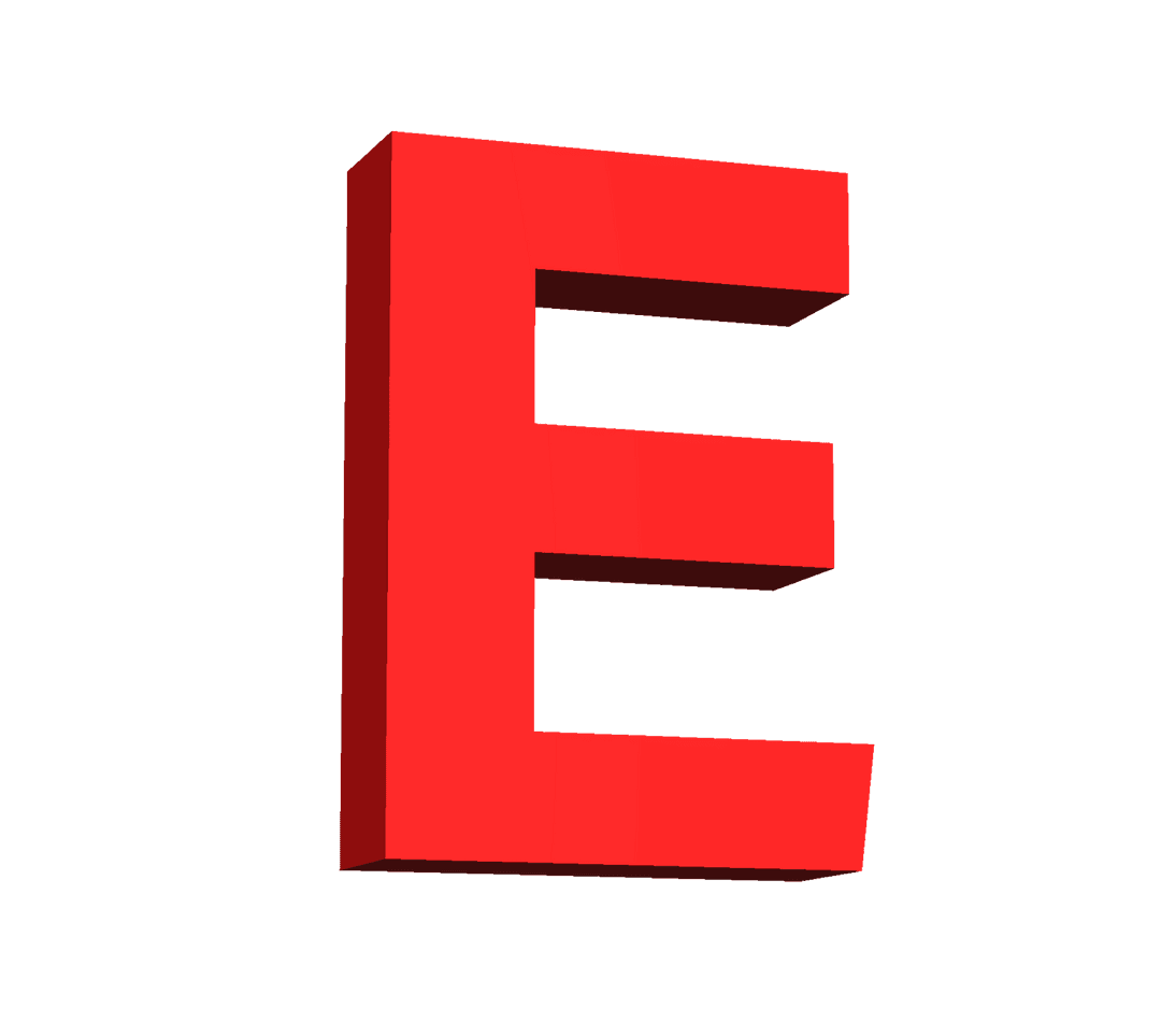 Bold Red Letter E on Transparent Background for Design Projects