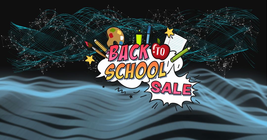 Back to School Sale Graphic with Digital Waves and Connections