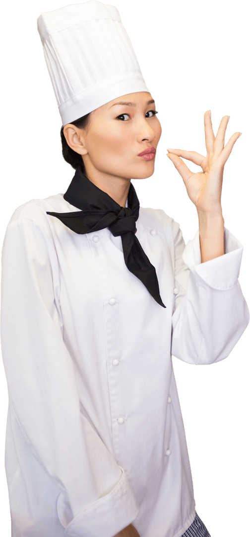 Transparent Chef Approving Meal with OK Hand Gesture