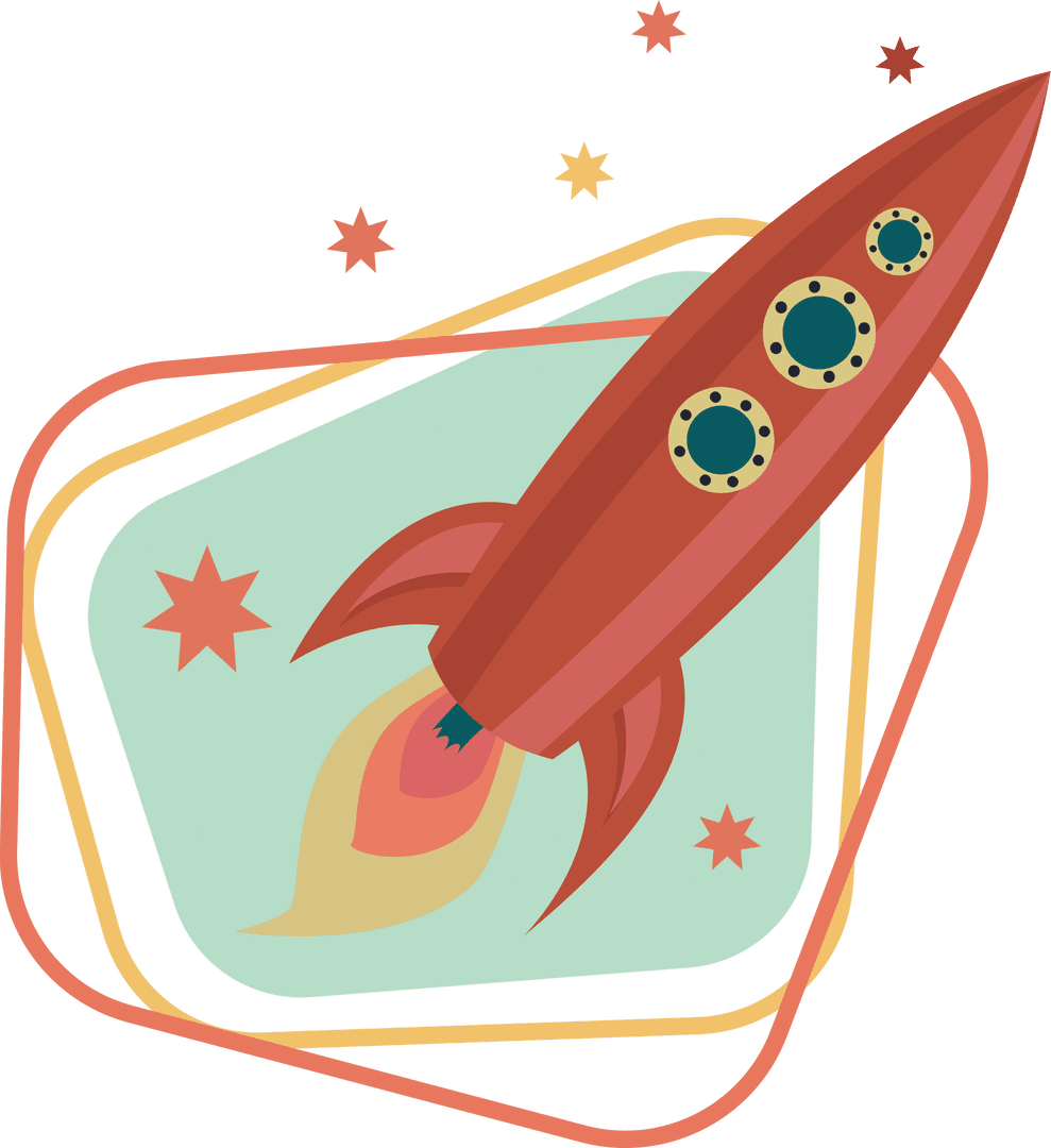 Retro Red Rocket on Transparent Background Illustration