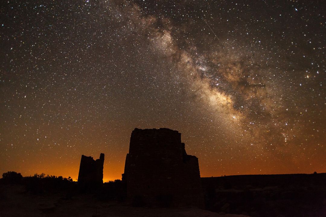 Milky Way Galaxy Over Ancient Ruins at Night - Free Images, Stock Photos and Pictures on Pikwizard.com