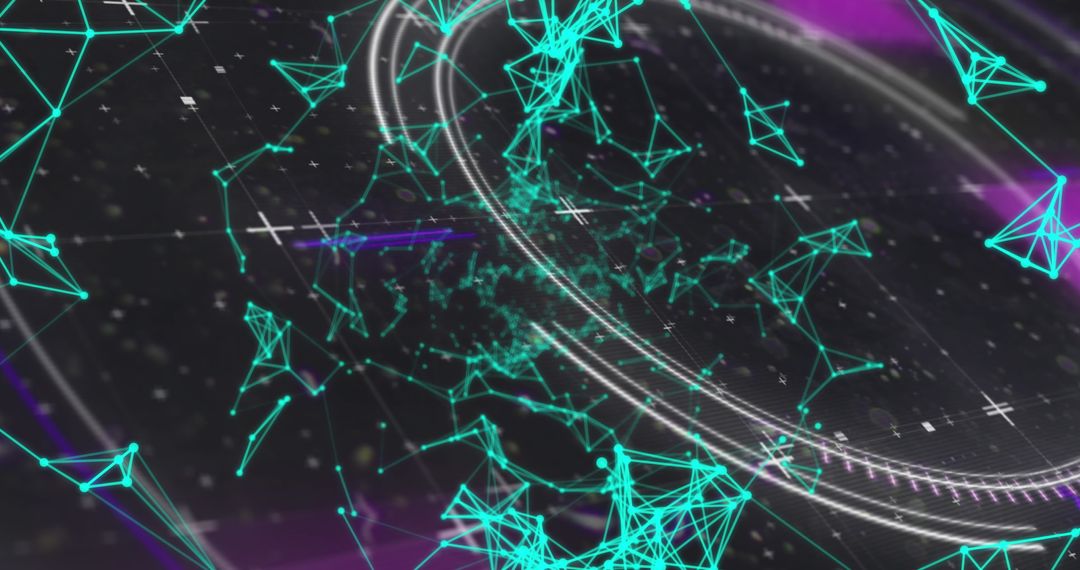 Abstract Digital Network on Purple Background Representing Connectivity