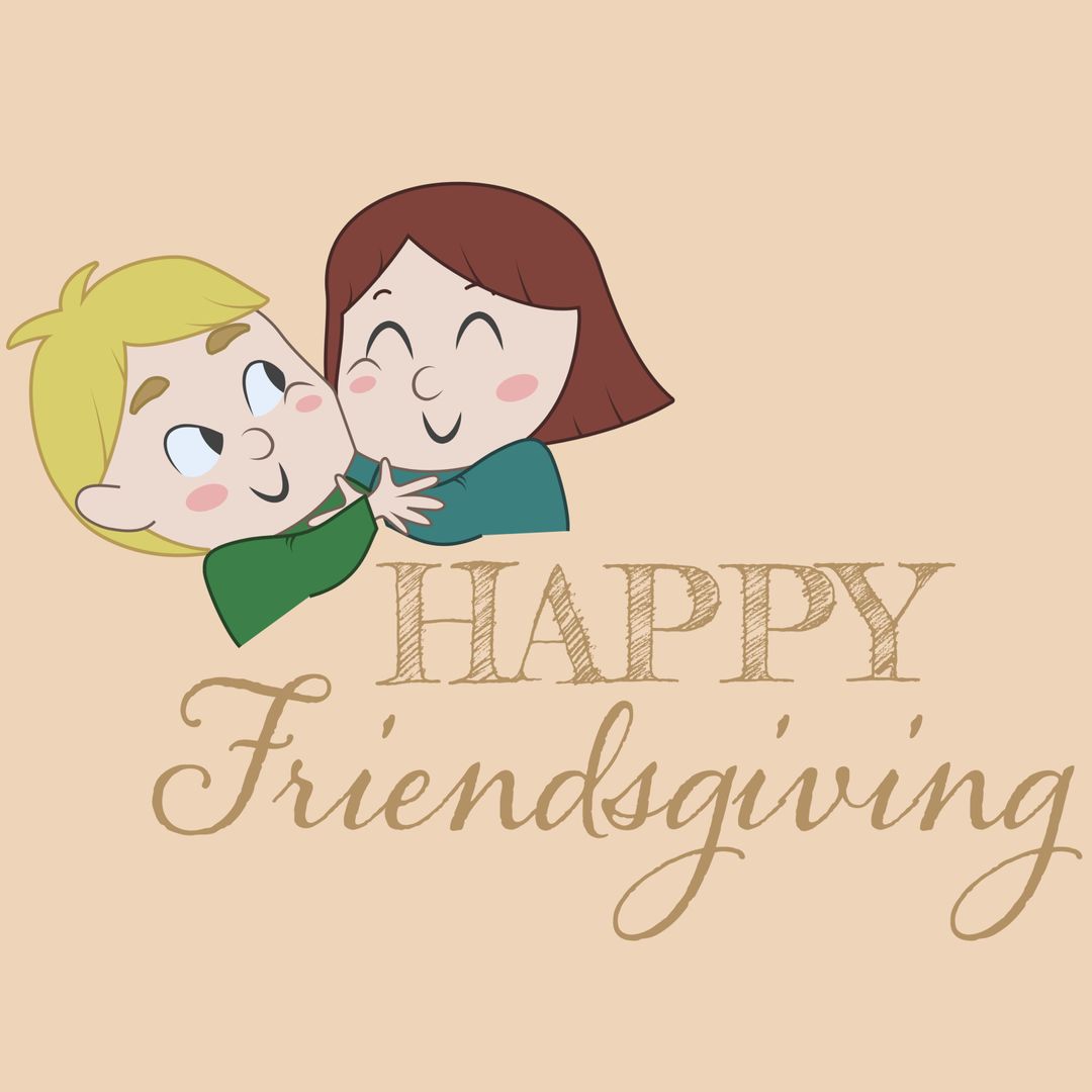 Happy Friendsgiving Cartoon with Smiling Friends