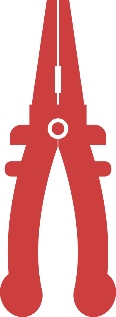 Red Pliers Icon Symbol on Transparent Background