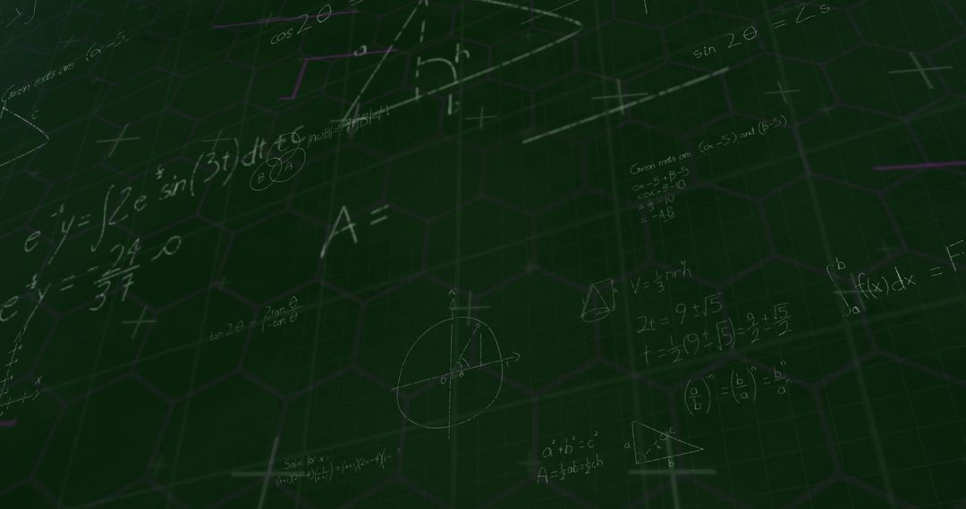 Green Chalkboard with Trigonometry Formulas and Diagrams