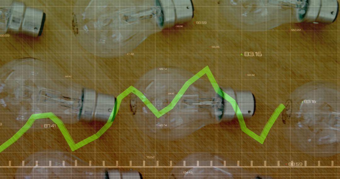 Energy Analysis Concept with Light Bulbs and Data Graph Overlay