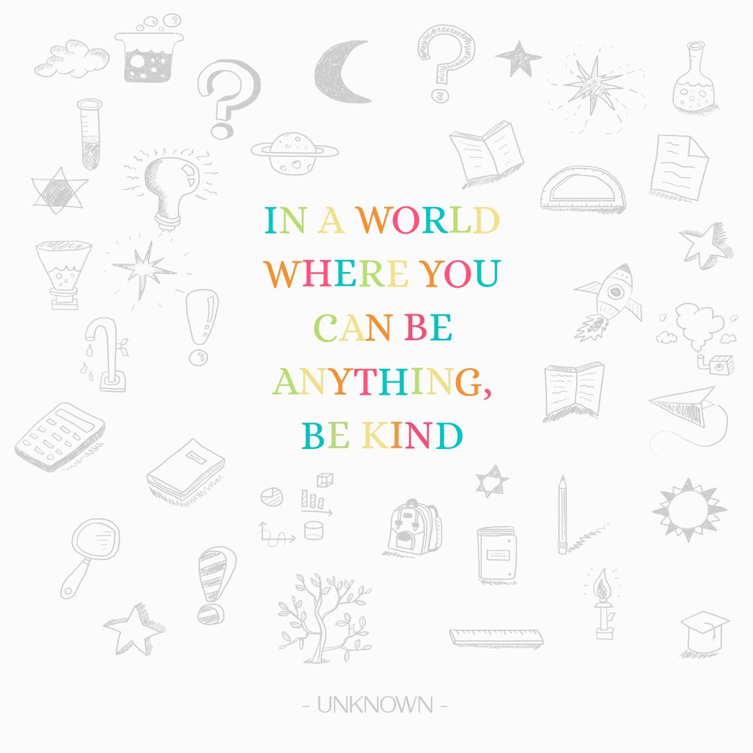 Inspirational Quote with Doodled Icons Promoting Kindness and Positivity - Download Free Stock Templates Pikwizard.com