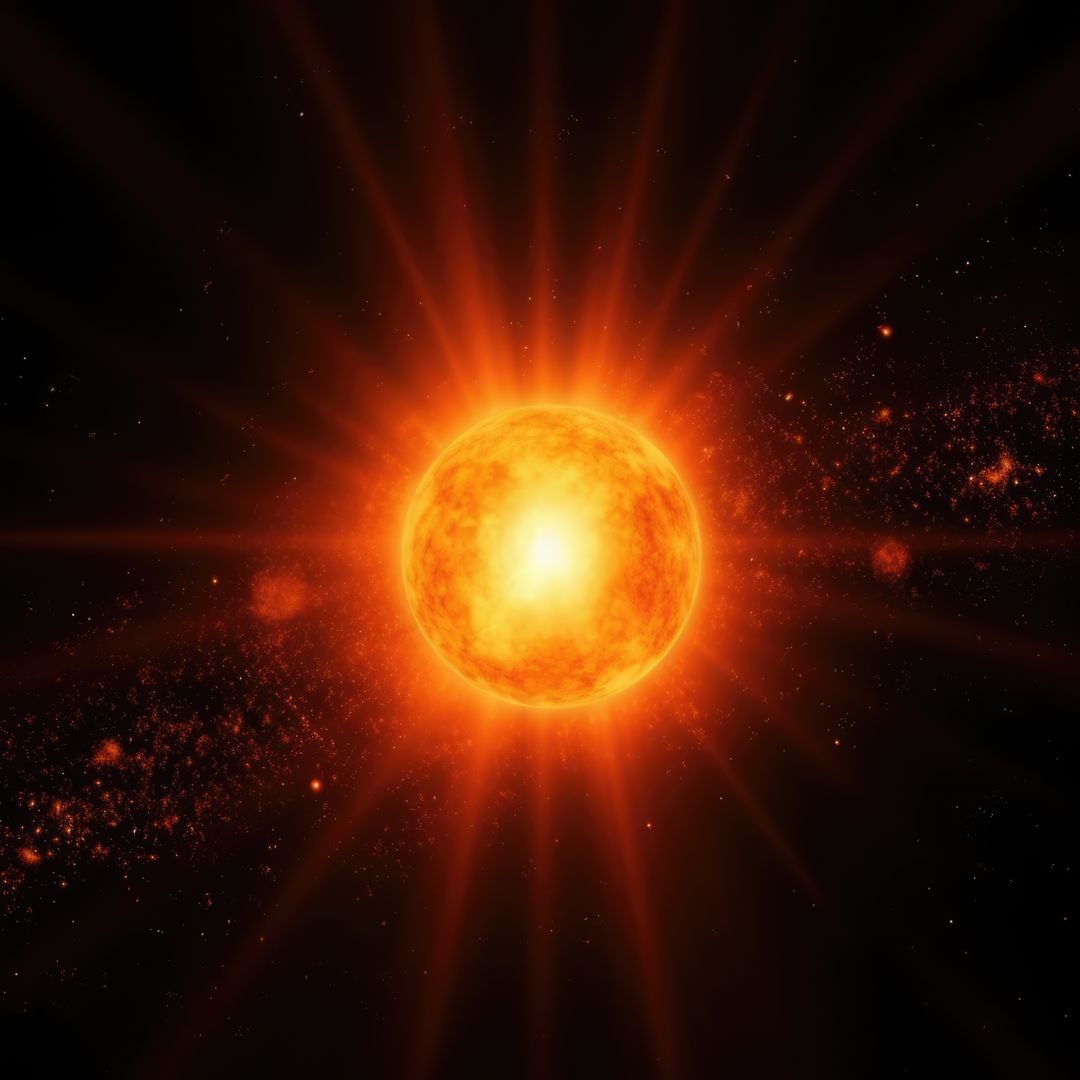 Glowing yellow sun with light trails and stars in space, created using generative ai technology - Free Images, Stock Photos and Pictures on Pikwizard.com