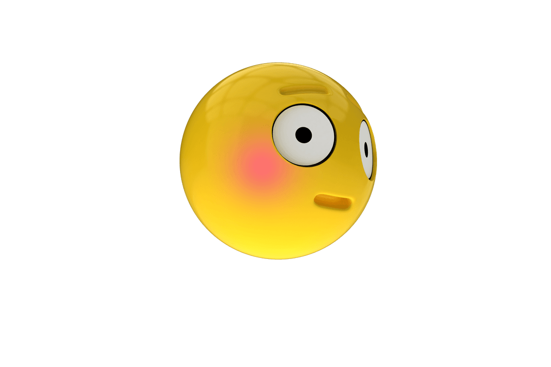 Transparent 3D Surprised Emoji Blushing Expression