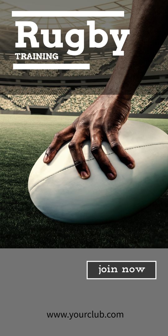 Close-Up of a Rugby Player's Hand on Ball in Stadium - Download Free Stock Templates Pikwizard.com