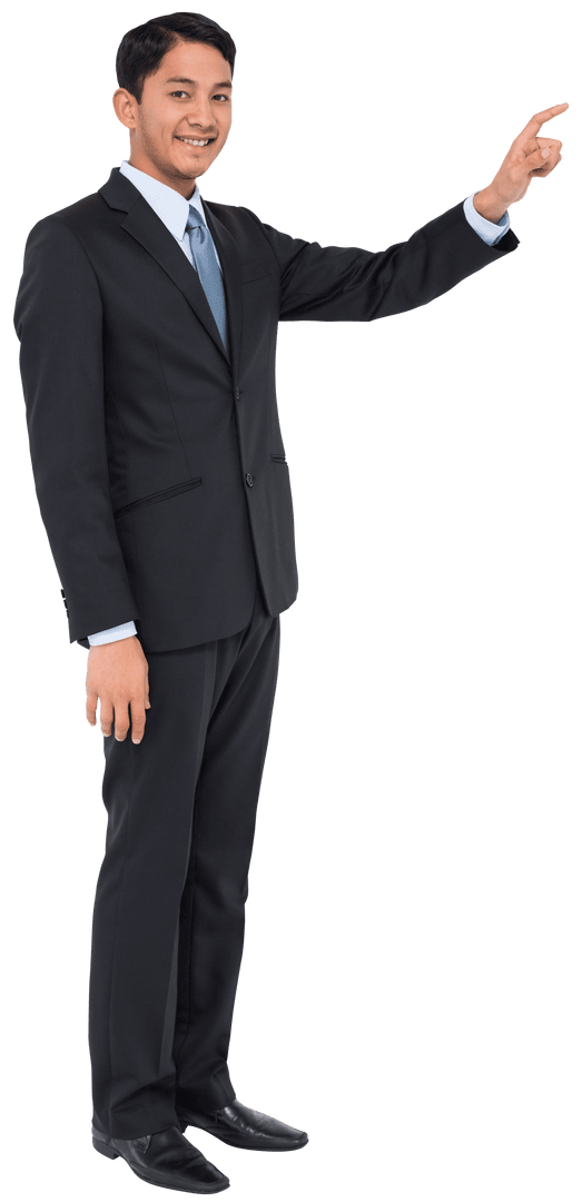 Caucasian Businessman Pointing on Transparent Background