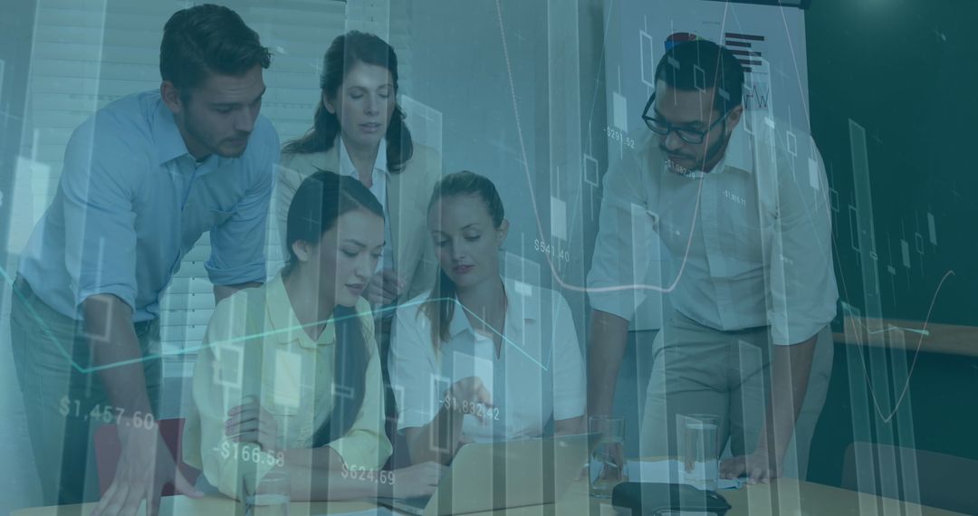 Diverse Business Team Networking in Modern Digital Workspace