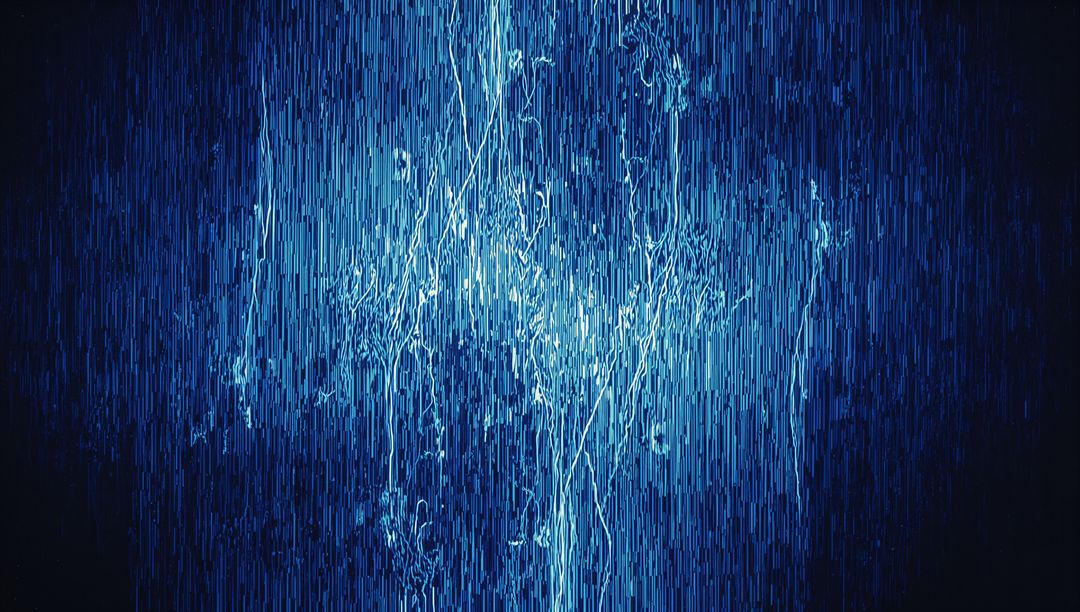 Abstract Glowing Blue Vertical Streaks in Digital Data Flow