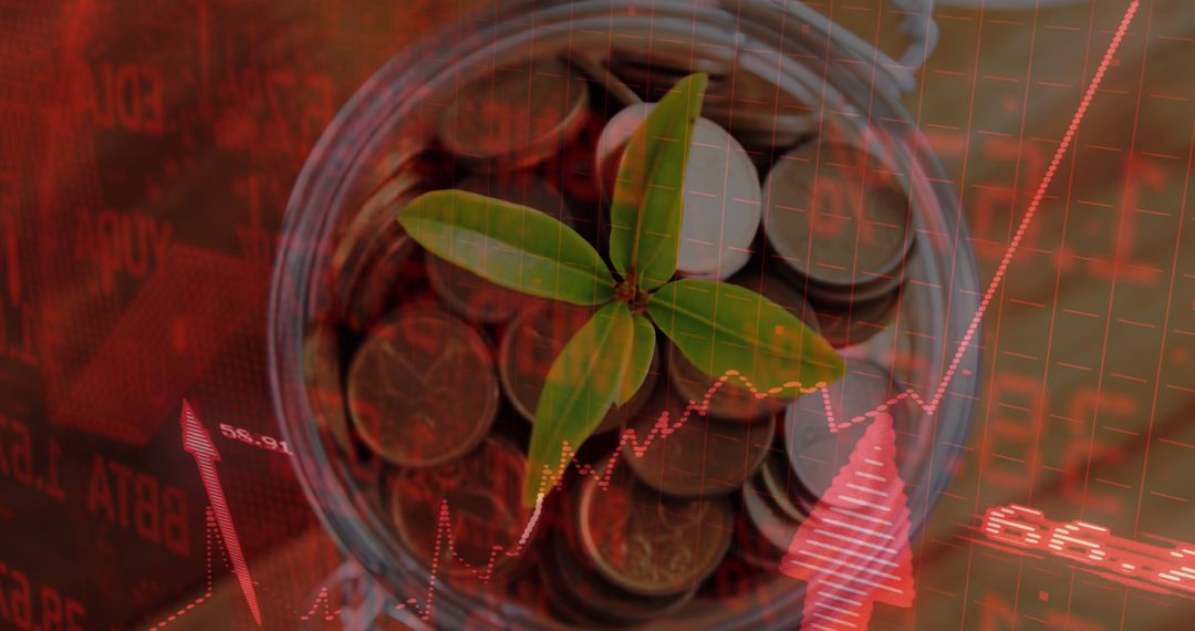 Financial Growth Concept with Rising Graph and Coin Jar
